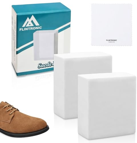 flintronic 2 pièces Gommes à Daim, Gomme pour Cuir Nubuck et Daim, Gomme Magique, pour Chaussures Revêtements de Cuir Accessoires