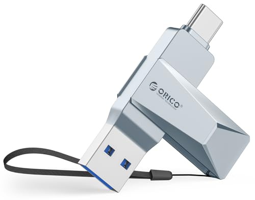 ORICO USB-C och USB-A 64 GB, 150 MB/S, metallhölje, roterande design, stöder OTG-funktion, 2-i-1-flash-enhet för USB C- och USB A-enheter, CB05 BL