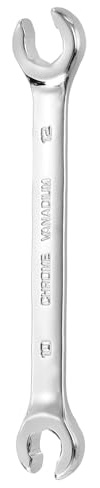 sourcing map Flare Nut Wrench 10mm x 12mm Metric Double Open End Thick Spanner Mirror Polish Finish 45# Steel Brake Line Wrench for Fuel Tube Hose Transmission Line, Silver