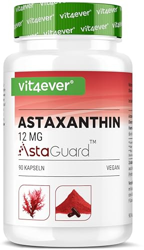 vit4ever Astaxantina 12 mg AstaGuard® - 90 Capsule Vegane | Alto dosaggio - Scorta per 6 Mesi - Oleoresina Premium da Haematococcus pluvialis