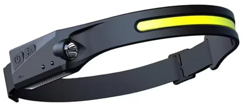 Faro tattico ricaricabile a 230° a LED a fascio largo, faro tattico ricaricabile USB-C con sensore di movimento, 350 lumen, impermeabile IPX4, lampada da testa per elementi essenziali da campeggio