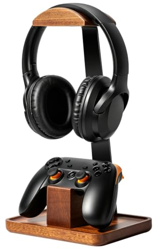 Plehood Headphone Stand with Gaming Controller Holder, Headset Stand with Storage Base, Controller Stand Gift for Teens, Boyfriends, Brothers and Gamers, Gaming Equipment Accessories for Desk