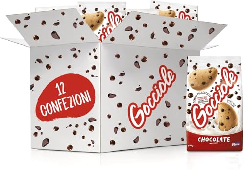 Pavesi Biscotti Frollini Gocciole Cioccolato, 12 Pack da 500 g | Biscotti da Colazione con Gocce di Cioccolato