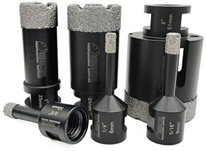 SHDIATOOL Diamond Core Drill Bits Set for Porcelain Tile Granite Marble Stone Brick Vacuum Brazed Hole Saws 06 08 10 25 35 51mm (6 of Pack)