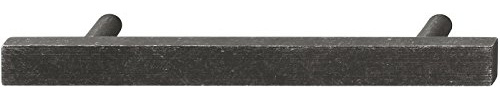 Schubladengriff Küchen-Schrank Möbelgriff Antik Sockelgriff Vintage - FEMA | Küchen-Griff Eisen Used-Look schwarz | Bohrabstand: 128 mm | 1 Stück - Schranktür-Griff im Landhaus-Stil mit Schrauben