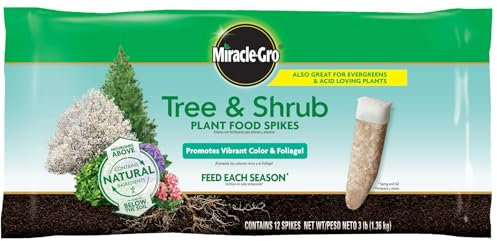 Miracle-Gro Tree and Shrub Plant Food Spikes, For Deciduous, Flowering and Evergreen Trees, 12 Spikes