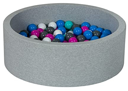 Velinda Bällebad Ballpool Kugelbad Bällchenbad Bällchenpool Kinder Pool mit 150 Bällen (Farbe der Bälle: weiÃŸ, blau, pink, grau, türkis)