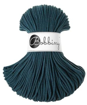 Bobbiny 3mm Peacock Blue rope/cord - New 100% cotton - 100m