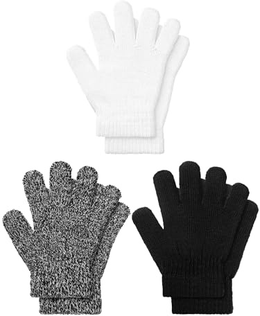 EBOOT Kids Gloves Full Fingers Knitted Gloves Warm Mitten Winter Favor for Little Boys and Girls(Simple Color,1-3 Years