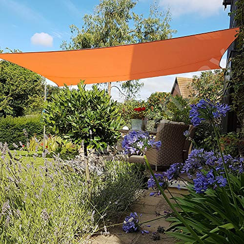 Green Bay Sun Shade Sail Outdoor Garden Patio Yard Party Sunscreen Awning Canopy 98% UV Block Rectangle Orange With Free Rope(5x4m)