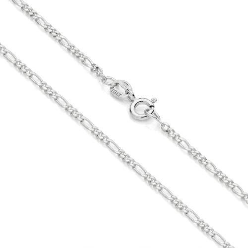 Aka Gioielli® - Figarokette 1.7mm Echt 925 Sterling Silber Rhodiniert - Damen Herren Halskette - Längen: 40 45 50 55 60 70 cm
