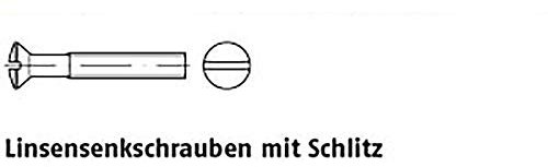 Linsen-Senkschrauben DIN 964 Messing M 4 x 8 galv. vernickelt Ms Ni VE=K 200 Stück