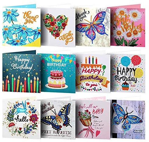 VDYXEW Diamant Painting Gruß Karten，5D DIY Personalisierte Gruß Karten Kits, Mit UmschläGen Für Weihnachten