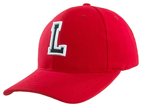 Baseballkappe 3D-Stickerei Lässige Baumwolle Alphabet A-Z Red Caps Schwarz Brief Snap Back Hut Hüte Unisex Jungen Mädchen Cap Baseball ROT Hut Kinder - L
