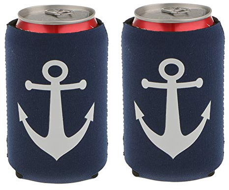 SUPAERCUPH Pack of 2 Neoprene Nautical Anchor Stubby Soda Beer Can Chilling Holder Wrap Sleeve for hen stag party nautical theme party