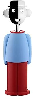 Alessi AM23 LAZR Korkenzieher aus thermoplastischem Harz, hellblau und rot und verchromtem Zamak