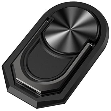 ihreesy Anello Supporto Telefono Cellulari,Multifunzione Porta Cellulare Auto Pieghevole Cellulare Anello Metallico Rotazione 360° Gradi Smartphone Ring Supporto per Dita per Smartphone,Nero