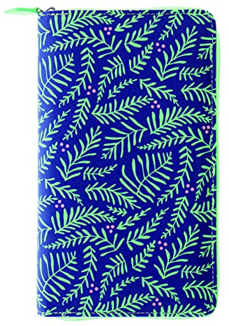 Filofax Saffiano Personal MT028776 Kompakter Reißverschluss-Organizer, limitierte Auflage, Lederoptik, sechs Ringe MT028776, Blau