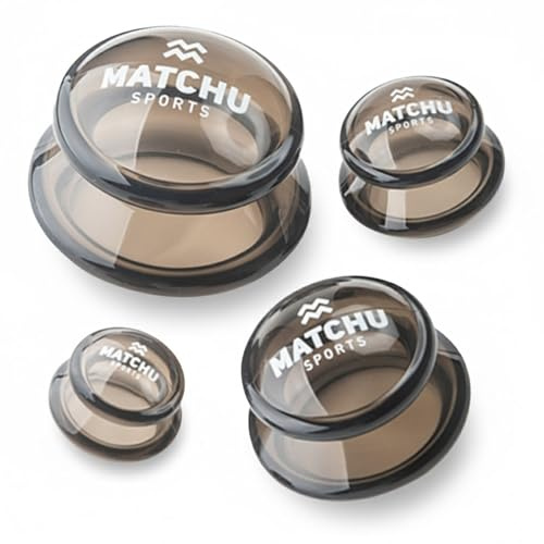 MATCHU – Silikon-Schröpfset 4-teilig – Anti-Cellulite Schröpfgläser für den ganzen Körper – Vakuum-Massage – Langlebig, Leicht zu Reinigen, Anti-Aging – Dunkelgrau