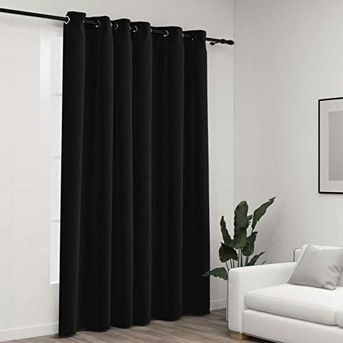 ZEYUAN Verdunkelungsvorhang mit Ösen, Gardinen Wohnzimmer, Vorhänge Wohnzimmer, Thermovorhang, Verdunkelungsvorhang, Wärmeschutzvorhang, Leinenoptik Anthrazit 290x245 cm