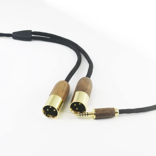 HansnBy 4.4MM Balanced Male auf 2 XLR Male Dual XLR Male Audio Adapterkabel 4.4mm Balanced Kabel 6N OCC Kupfer Versilbertes Kabel Walnuss Holzschale 1m/3.3ft/39inches