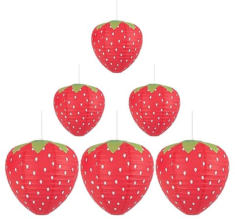 Uposao - Lote de 6 farolillos colgantes para decoración de fresa, decoración para cumpleaños, boda, baby shower para fiestas con temática de frutas