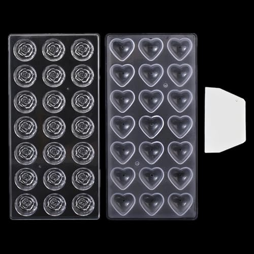 Binwat Schokolade Süßigkeiten Form PC Polycarbonat Schokolade Herstellung Form (Herz+Rose)