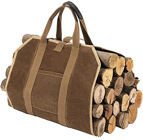 Firewood Bag Large Canvas Firewood Carrier Waxed Canvas Log Carrier Tote Bag Fireplace Stove Accessories Extra Large Firewood Holder with Handles for Camping Best Gifts