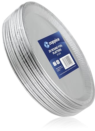 Coppice Silver Round Aluminium Foil Platters for Parties, Buffets & Entertaining | 31cm | Food Safe (20)
