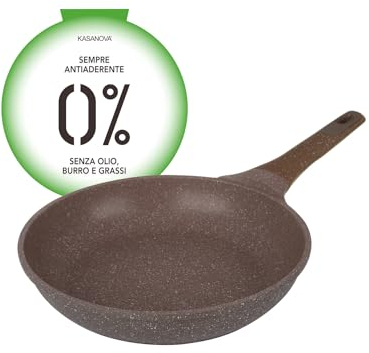 KASANOVA, Padella Antiaderente 0% Grassi, Padella induzione e Tutti i Piani Cottura, con Manico Antiscivolo, Rivestimento Antiaderente, Padella per frittata, 26 cm (26 Cm)