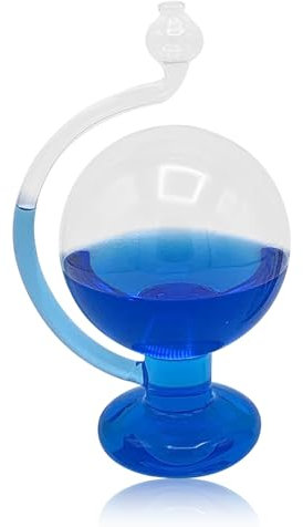 Barometer Forecast, 5.9in Blue Globe Shaped Storm Glass Weather Predictor for The Home Visual Live Report Reporting Box Ball Home Decoration