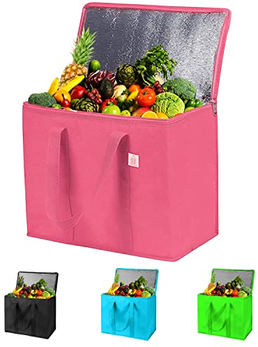 Adalex Global 16L Large Cool Bag Cooler Bag and Cooler Box, Insulated Food Delivery for Uber Eats, Thermal for Hot and Frozen Food, Picnic and Grocery Delivery, Freezer Shopping (30x18x30cm 16L Pink)