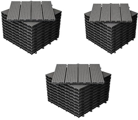 30 Dalles de Terrasse en Grises Clipsable Résistant Aux Forte et Basses Températures 30 X 30 cm Revêtement Extérieur Pour Jardin Balcon Piscine