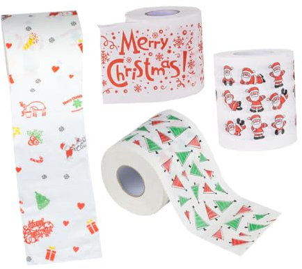 BEBEMOKO Toilettenpapierrollen mit Süßem Weihnachtsdruck 4er-pack Seidenpapierservietten Nicht Fluoreszierend für Partys