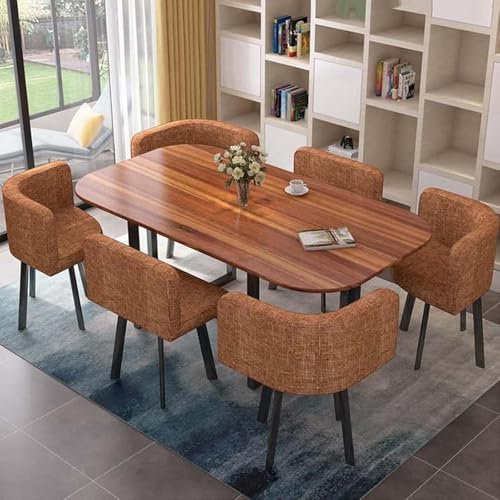 Generisch Quadratisches Esstisch-Set mit Stühlen Moderner Konferenztisch und 6 Stühlen Empfangstisch und Stuhlkombination Holz-Küchentisch-Set für 6 Personen für Wohnzimmer,B,150cm