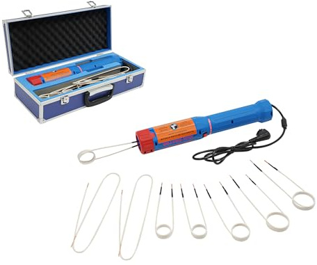 Riscaldatore a induzione per auto, 1100 W, 800 °C, bobina a induzione, riscaldatore con ventola integrata e 6 bobine di riscaldamento senza fiamma