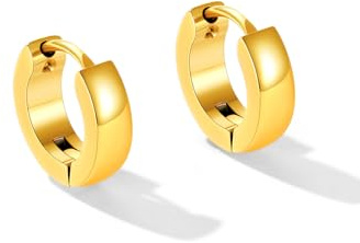 U7 Huggie Creolen für Damen Herren mini Hoop Ohrringe 8/10 / 12/14 /16 mm Chunky kleine Kreolen Edelstahl Ohrschmuck Accessoire