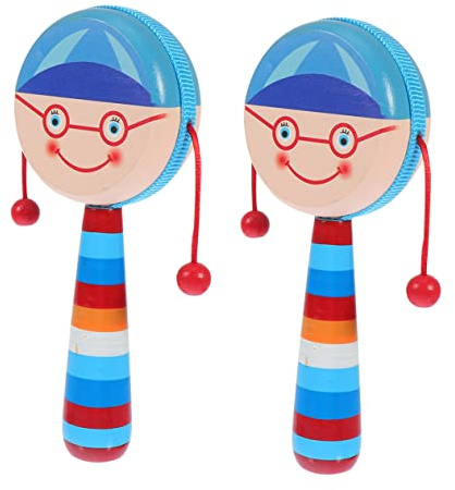 YARNOW 2 Piezas Juguete Sonajero de Madera Elementos de Dibujos Animados para Juguetes de Madera para Bebes para Carraca de Bebe