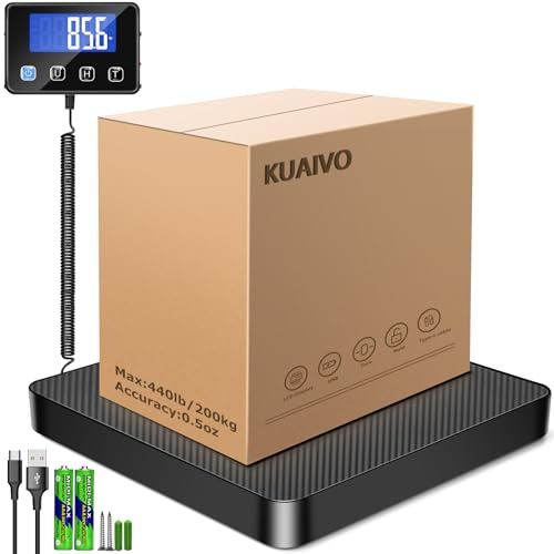 Postwaage 200kg x 10g Hochpräzise LCD Display Paketwaage mit Halte- und Tara-Funktion für Gepäck, Lager, 2 AAA-Batterien und Ladekabel im Lieferumfang enthalten
