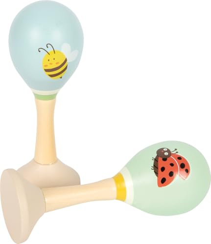 Small Foot Maracas “Pequeños Amigos” de Madera, Instrumentos de percusión Motivos de Animales, para bebés y niños pequeños, 12726