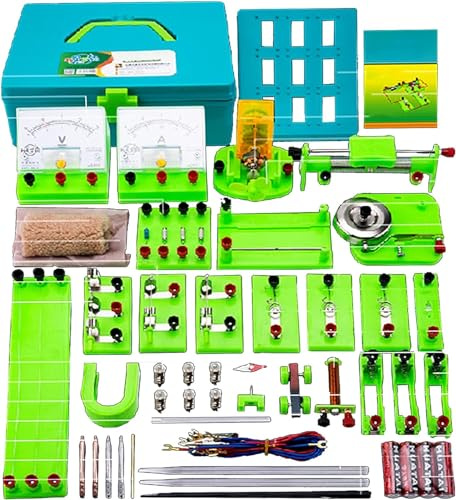 Ryanong Physics - Juego completo de equipos experimentales, circuito de ciencia electromagnético, circuito eléctrico de la serie de cajas de experimentos, circuito paralelo, batería de frutas,