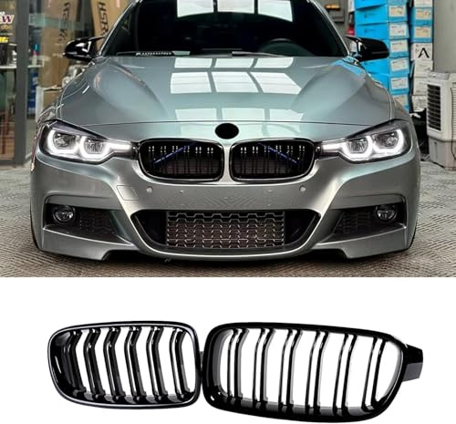 EU AUTO PARTS Kidney Black Radiator Grille Strip for BMW 3 Series F30 Accessories Grill Gloss Black Double Bridge Sport Radiator Grille 320i 328i 328d 330i 335i (For 3 series F30 2012-2018)