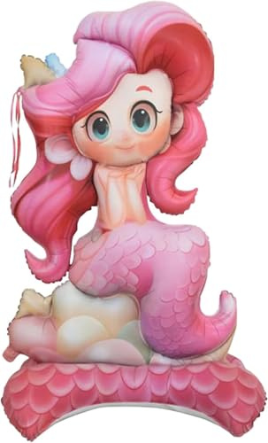 Gleemix 3D Meerjungfrau Luftballon Stehend, XXL Ballon Meerjungfrau, 155x83 cm Meerjungfrauen Deko Folienballon, Meerjungfrau Geburtstag Deko für Mädchen