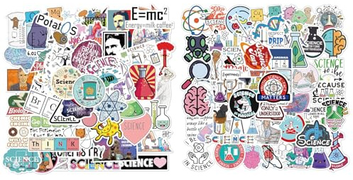 Xanthelle Sticker, 100 Pièces de Stickers Science, Autocollants Kindle, Bookish, pour Albums Photos, Scrapbooks, Stickers Mignons en Vinyle pour Ordinateur Portable et École