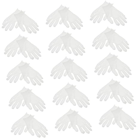 Veemoon 15 Paia Guanti in Bianco Idratanti per Mani Secche Morbidi e Traspiranti per Notturna e