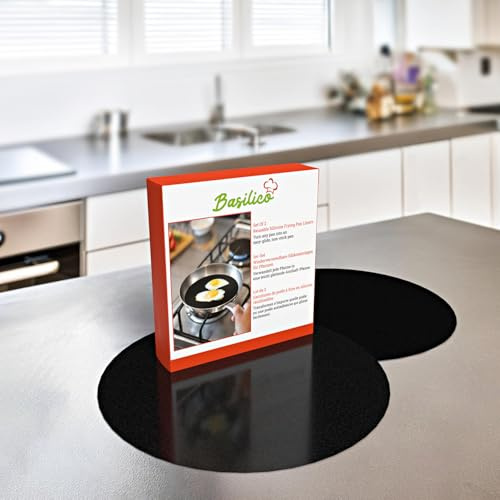 Basilico® Antihaftmatten für die Pfanne – 2er Set – zuschneidbar & wiederverwendbar – Dauerbackfolie zum Braten –Einsatz von Öl und Fett Nicht nötig - Bratfolien
