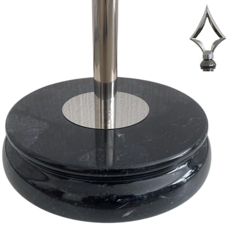 Flaggfot med mast och spridare. Svart marmorfot och glänsande silverstång i rostfritt stål. Mast med spjutspets. Fotvikt 12 kg. Fotdiameter Φ 310 mm. Höjd max. 3,0 m. MN7-kod