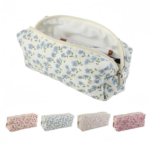 MHwan Federmäppchen, Stilvolles Mäppchen im frischen Blumenstil, Leicht und Tragbar, Kann Als Stiftemäppchen, Kosmetiktasche, Geeignet für Schule, Büro, Mädchen, Studenten