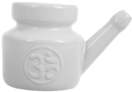 FONDOTIN Cerámica Nasal Limpiador para Irrigación y Enjuague sin Irritación Diseño Elegante y Fácil Uso con Agua Tibia y Sal para Adultos