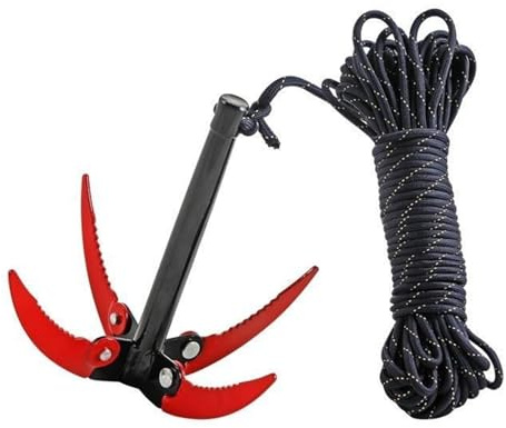 MALSSE Removedor de hierba de agua de pesca con cuerda de limpieza, cortador plegable para quitar plantas de agua, anclas, anzuelos de pesca, gancho para recoger hierba